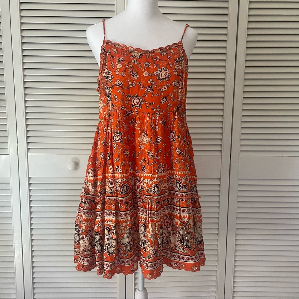 Urban Outfitters Orange Floral Babydoll Dress - Size M